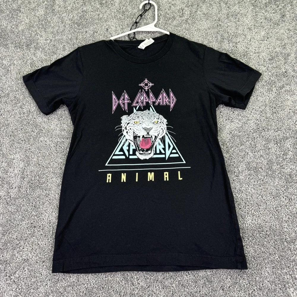 Bella + Canvas Shirt Mens Small Black Def Leppard Animal Graphic Tee Rock Band